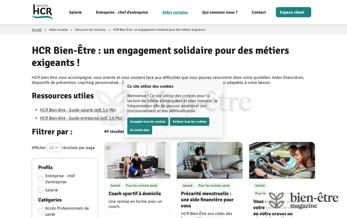 Capture : HCR Bien-Être : un engagement solidaire pour des métiers exigeants ! - 49 résultats - Page 1 | Bien-être HCR